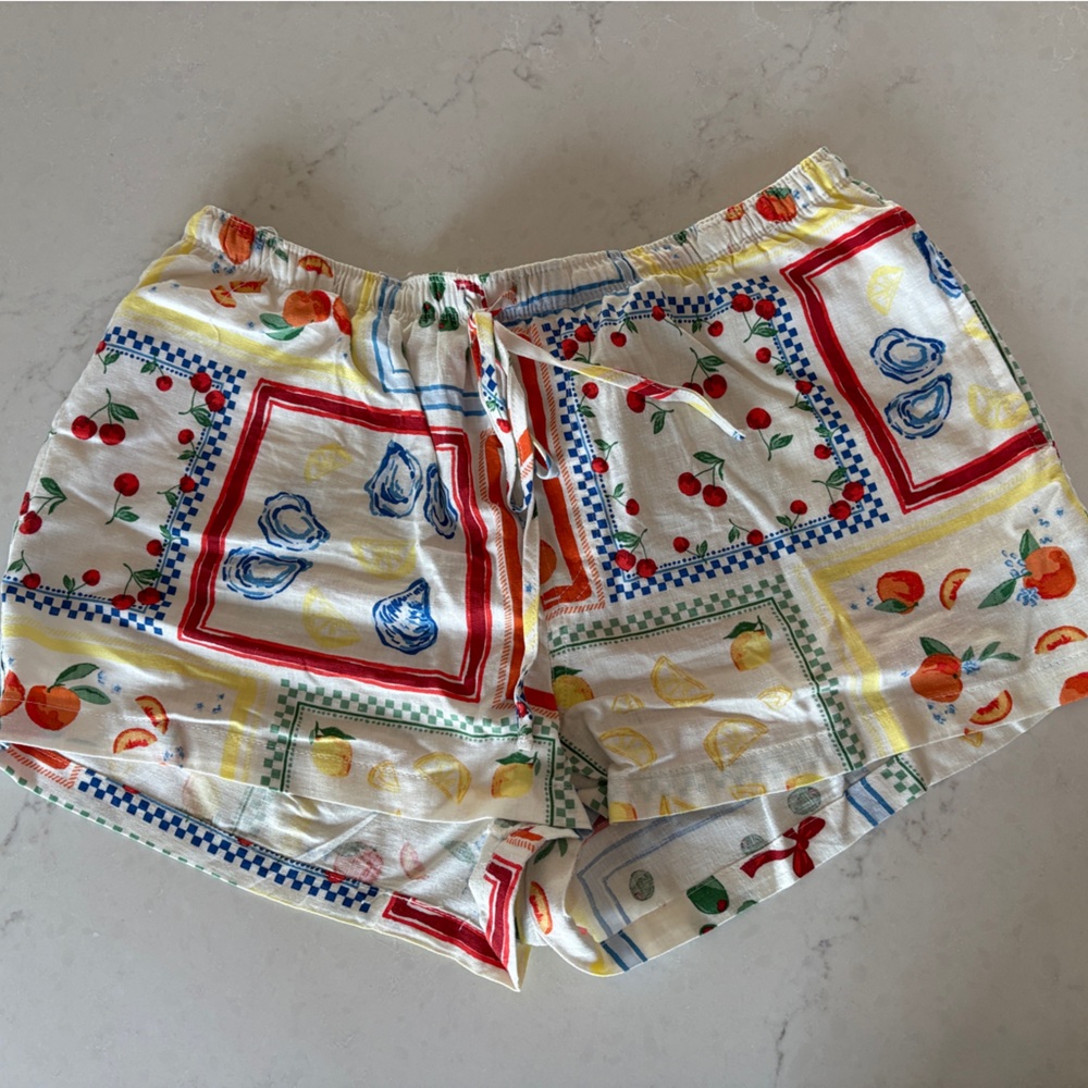 wild fable Cherry & Nautical Print Crop Shorts in Red, Blue, Yellow, Green
